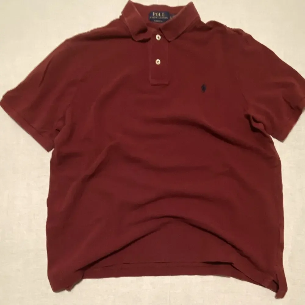 Polo Ralph Lauren Red Solid Knit Polo Shirt Men’s LG Short Sleeve Embroidered